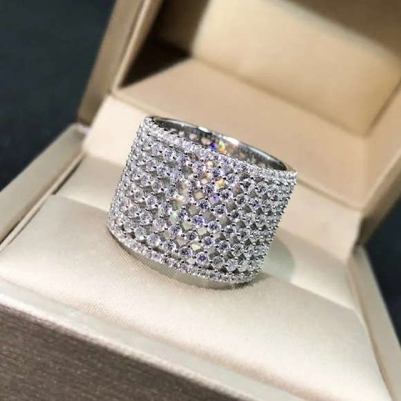 💍925 Silver 3A CZ Multilayer💎 Diamonds Ring for Women, FB16FA1014 - Picture 4 of 7